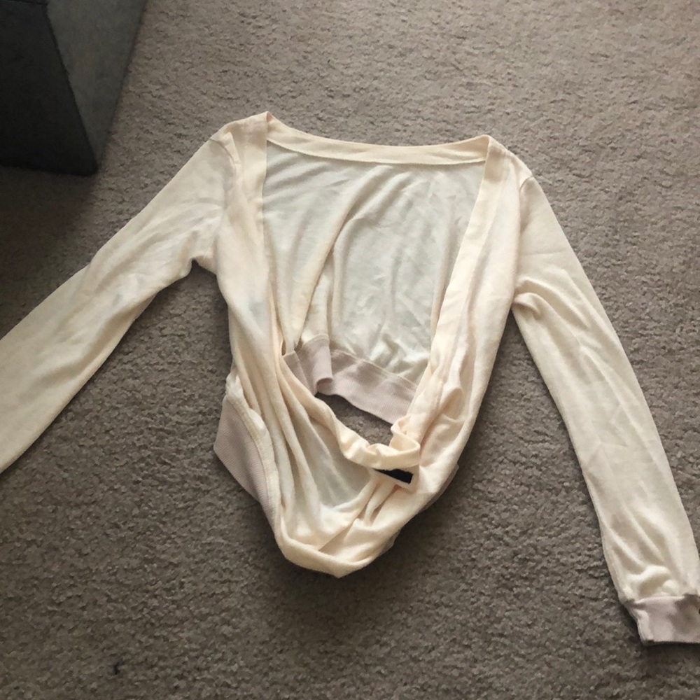 Backless cream crop Sweater